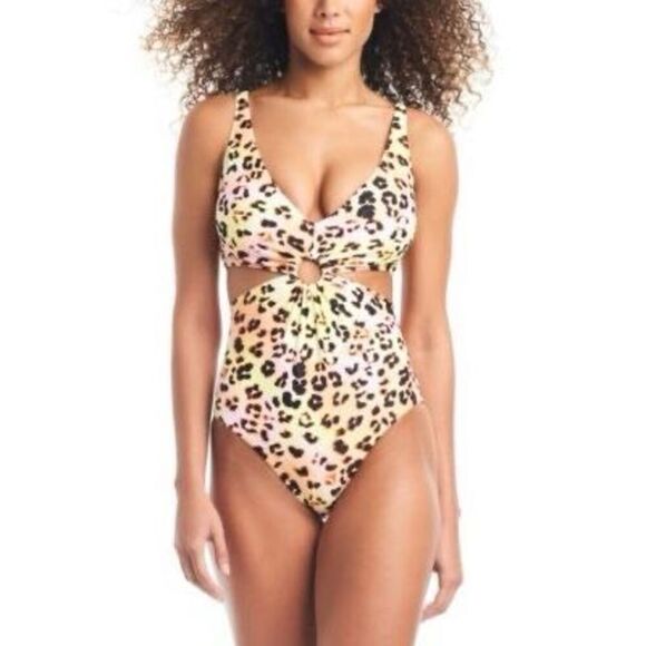 NWT Bar III Women's Animal-Print O-Ring Monokini Swimsuit.  Size M - Picture 1 of 8
